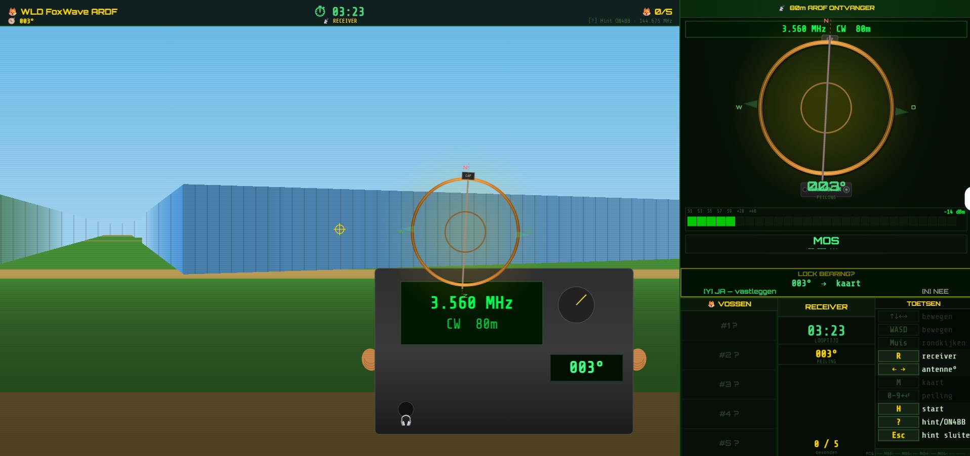 WLD virtual receiver with signal strength meter